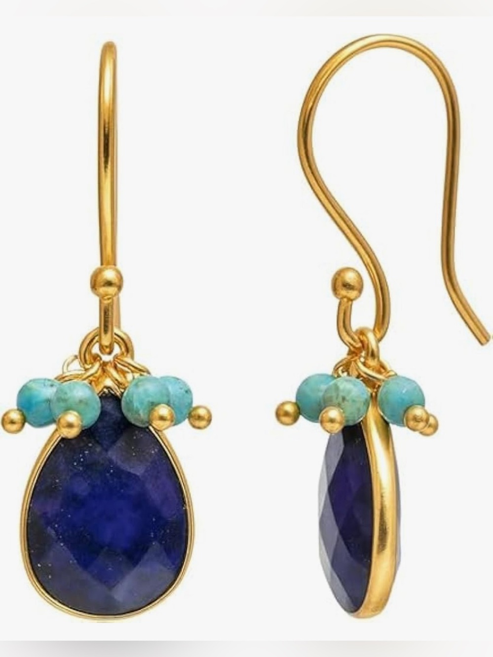 Gorgeous Neiman Marcus 18KT Gold Vermeil Lapis Turquoise Dangle earrings